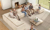 Vesgantti 141.7" 204.7" Corduroy Boneless Sectional Couch, Modular Couch with Chaise & Ottoman, No Assembly Required