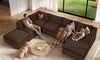 Vesgantti 141.7" 204.7" Corduroy Boneless Sectional Couch, Modular Couch with Chaise & Ottoman, No Assembly Required