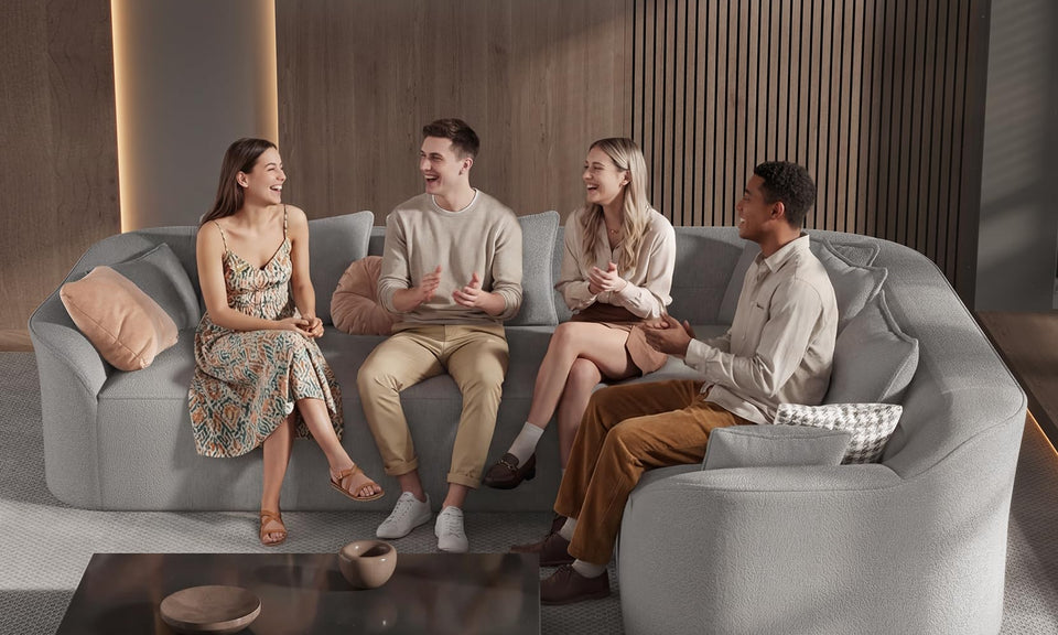 Vesgantti 110" Modern Curved Cloud Sectional Sofa, Boneless Couch, Chenille Modular Sofa, Tool-Free Assembly