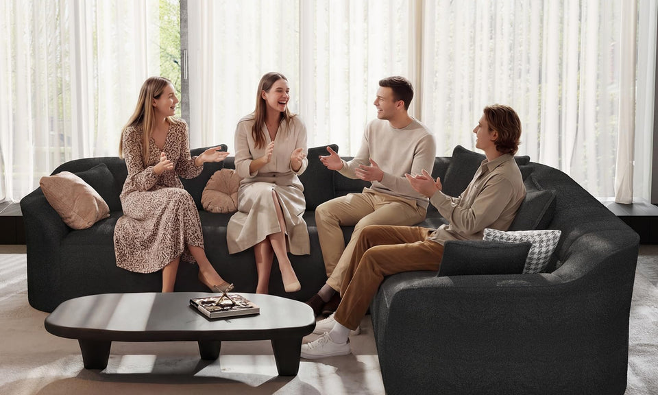 Vesgantti 110" Modern Curved Cloud Sectional Sofa, Boneless Couch, Chenille Modular Sofa, Tool-Free Assembly