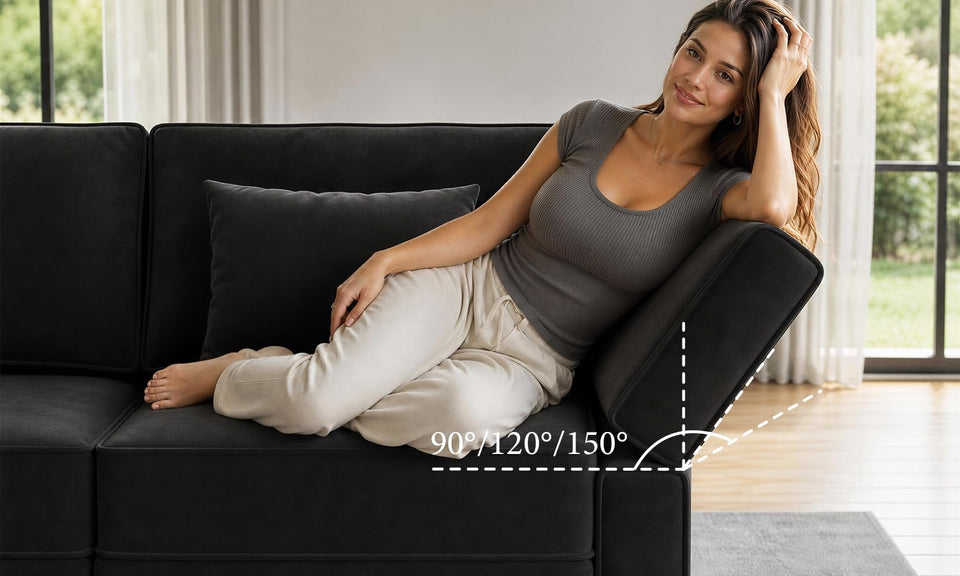 Vesgantti 92" 118" 5/6/8/9 Seats L Shaped U Shaped Modular Sectional Couch with Storage, Velvet Upholstery with Adjustable Backrests & Armrests