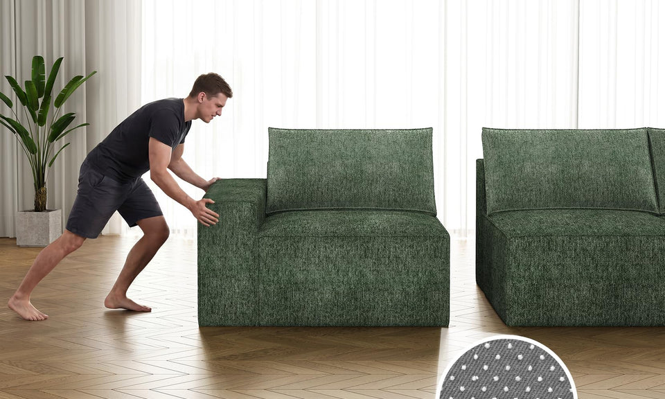 Vesgantti 114" 145.6" 143.7" L/U Shaped Boneless Cloud Couch, Chenille Sectional Modular Sofa Couch with Ottoman, No Assembly Required, Free Combination