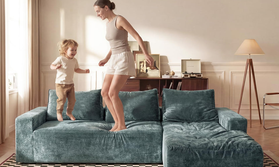 Vesgantti 95" Boneless Couch, L-Shape Sectional with Right/Left Chaise, Chenille Cloud Couches Modular Sofa, No Assembly Required