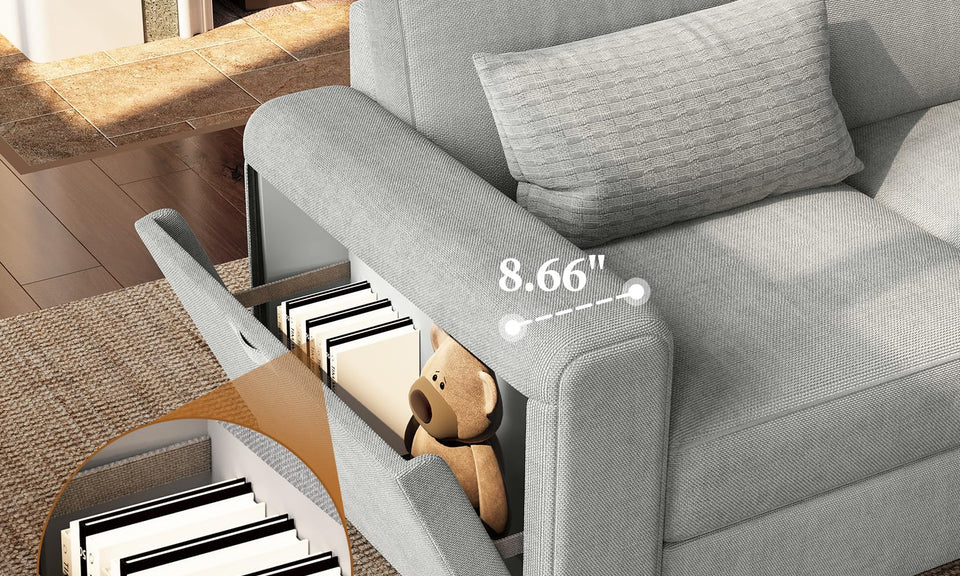 Vesgantti Modular L Shaped Sectional Couch, Chenille Corner Sofa with Storage Armrests