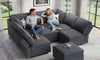 Vesgantti 92" 118" 5/6/8/9 Seats L Shaped U Shaped Modular Sectional Couch with Storage, Velvet Upholstery with Adjustable Backrests & Armrests