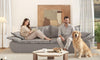 Vesgantti 86.6" Cloud Boneless Couch, 3 Seater Comfy Chenille Upholstered Sailboat Sofa with Curved Armrest, No Assembly Required