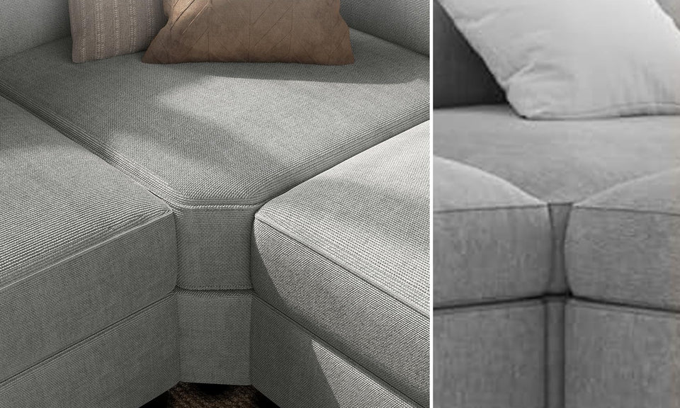 Vesgantti Modular L Shaped Sectional Couch, Chenille Corner Sofa with Storage Armrests