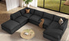 Vesgantti 141.7" 204.7" Corduroy Boneless Sectional Couch, Modular Couch with Chaise & Ottoman, No Assembly Required