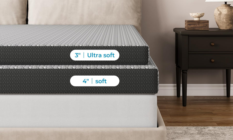 Vesgantti 3/4 Inch Mattress Topper Memory Foam with Removable Graphene Fabric Cover