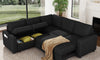 Vesgantti 88.4" 113.6" Corduroy/Chenille Sectional Sleeper Sofa with Pull Out Bed Chaise, Comfy Modular Cloud Couch with Storage
