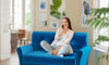 Kidirect Love Seat, 48" Loveseat Sofa, Comfy Velvet Small Couch for Bedroom with 21" Deep Seat, Tool-Free Setup Small Loveseat for Space, 500LB Load Sofa Couch, Love Seat for Bedrooms, Blue