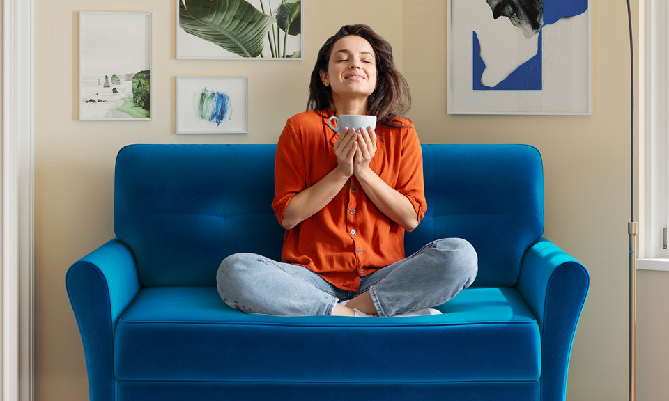 Kidirect Love Seat, 48" Loveseat Sofa, Comfy Velvet Small Couch for Bedroom with 21" Deep Seat, Tool-Free Setup Small Loveseat for Space, 500LB Load Sofa Couch, Love Seat for Bedrooms, Blue