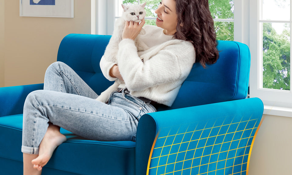 Kidirect Love Seat, 48" Loveseat Sofa, Comfy Velvet Small Couch for Bedroom with 21" Deep Seat, Tool-Free Setup Small Loveseat for Space, 500LB Load Sofa Couch, Love Seat for Bedrooms, Blue