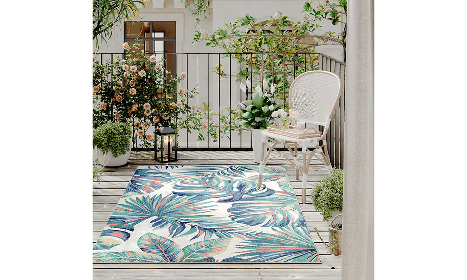 Dripex Indoor/Outdoor Door Mat, Absorbent Resist Dirt Entrance Throw Rug, Anti-Slip, Low-Profile Floor Mats Resist Fade Tropic Plant Door Rugs for Home Entryway Patio Porch Balcony Deck Yard