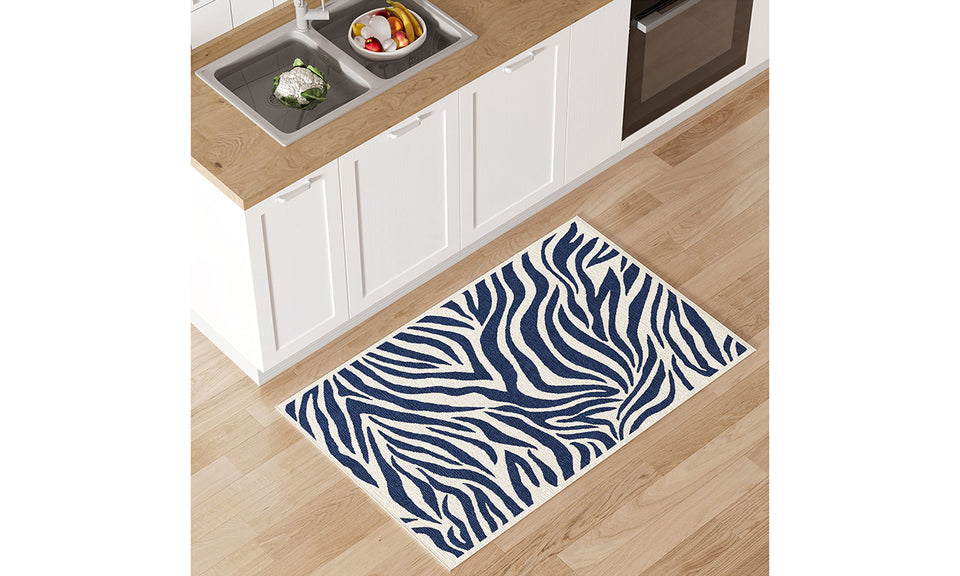 Dripex Indoor/Outdoor Door Mat, Absorbent Resist Dirt Entrance Throw Rug, Anti-Slip, Low-Profile Floor Mats Resist Fade Blue Stripes Door Rugs for Home Entryway Patio Porch Balcony Deck Yard