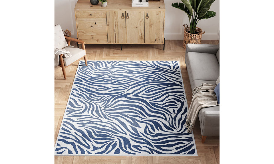 Dripex Indoor/Outdoor Door Mat, Absorbent Resist Dirt Entrance Throw Rug, Anti-Slip, Low-Profile Floor Mats Resist Fade Blue Stripes Door Rugs for Home Entryway Patio Porch Balcony Deck Yard