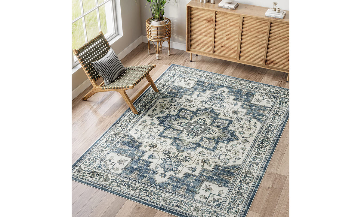 Dripex Washable Area Rug 6x9 Boho Rug Stain & Water Resistant Foldable Thin  Vintage Rugs Faux Wool Floor Carpet for Living Room Bedroom Dining Room