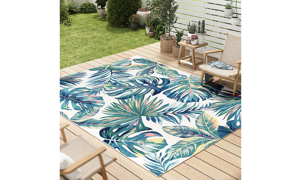 Dripex Indoor/Outdoor Door Mat, Absorbent Resist Dirt Entrance Throw Rug, Anti-Slip, Low-Profile Floor Mats Resist Fade Tropic Plant Door Rugs for Home Entryway Patio Porch Balcony Deck Yard