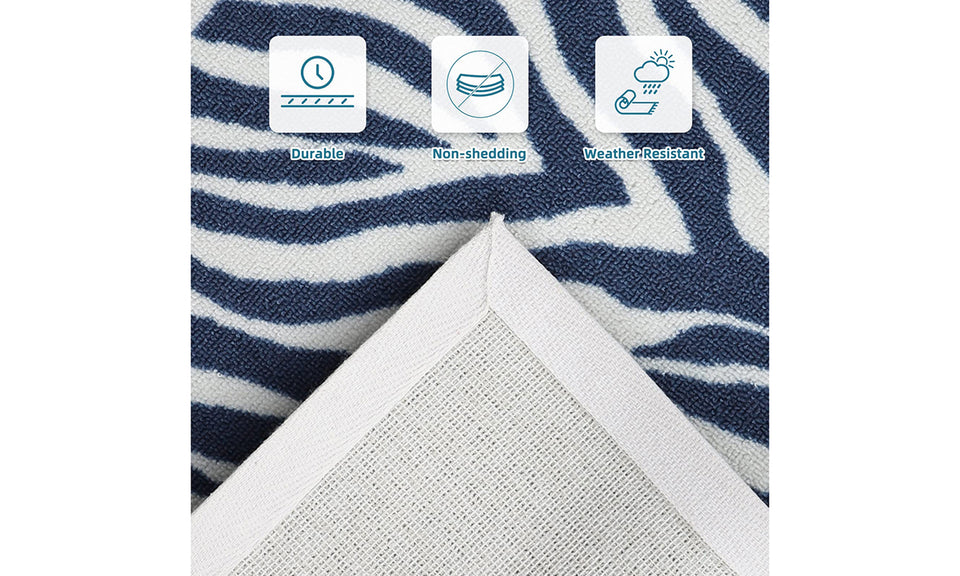 Dripex Indoor/Outdoor Door Mat, Absorbent Resist Dirt Entrance Throw Rug, Anti-Slip, Low-Profile Floor Mats Resist Fade Blue Stripes Door Rugs for Home Entryway Patio Porch Balcony Deck Yard