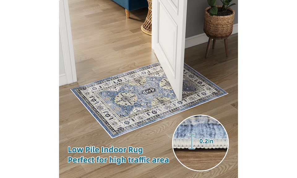 Dripex Boho Tribal Washable Runner Rug Non-Slip Non-Shedding Runners for Hallways Stain Resistant Kitchen Mat Laundry Entryway Carpet Runner for Doorway Entrance Bedroom Living Room Decor