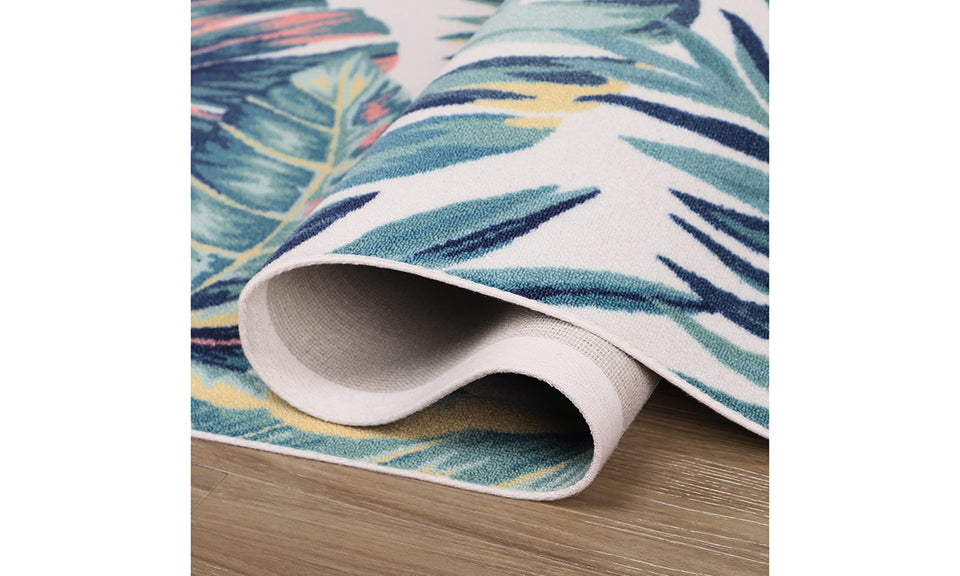 Dripex Indoor/Outdoor Door Mat, Absorbent Resist Dirt Entrance Throw Rug, Anti-Slip, Low-Profile Floor Mats Resist Fade Tropic Plant Door Rugs for Home Entryway Patio Porch Balcony Deck Yard