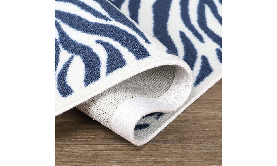 Dripex Indoor/Outdoor Door Mat, Absorbent Resist Dirt Entrance Throw Rug, Anti-Slip, Low-Profile Floor Mats Resist Fade Blue Stripes Door Rugs for Home Entryway Patio Porch Balcony Deck Yard