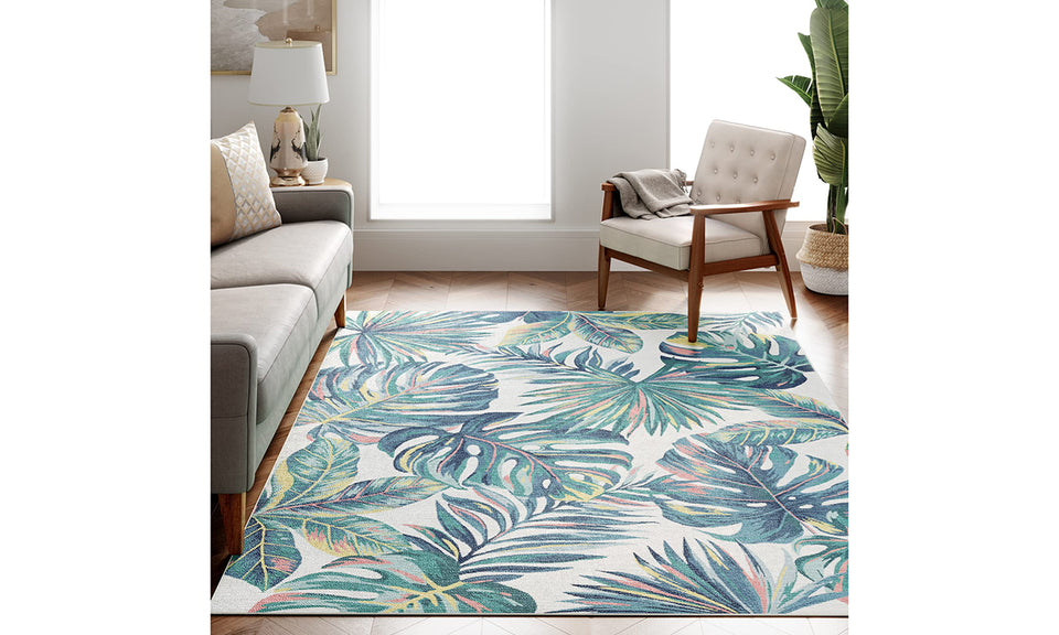 Dripex Indoor/Outdoor Door Mat, Absorbent Resist Dirt Entrance Throw Rug, Anti-Slip, Low-Profile Floor Mats Resist Fade Tropic Plant Door Rugs for Home Entryway Patio Porch Balcony Deck Yard
