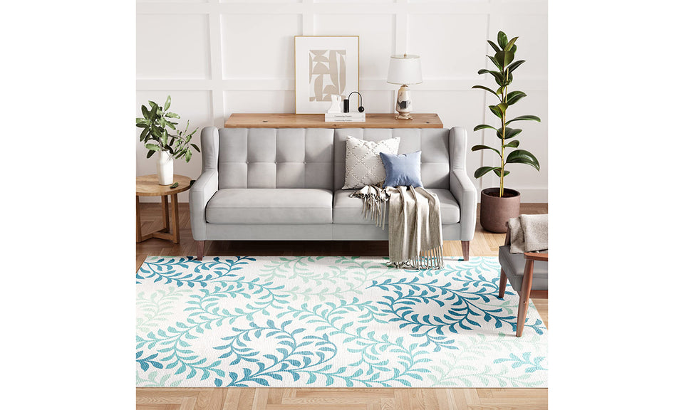 Dripex Indoor/Outdoor Area Rug, Non-Slip Rugs Resist Dirt & Fade Patio Area Rugs, Low-Profile Weather Resistant Living Room Carpet Rug Green Floor Mats for Home Entryway Porch Balcony Deck Yard
