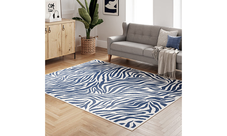Dripex Indoor/Outdoor Door Mat, Absorbent Resist Dirt Entrance Throw Rug, Anti-Slip, Low-Profile Floor Mats Resist Fade Blue Stripes Door Rugs for Home Entryway Patio Porch Balcony Deck Yard