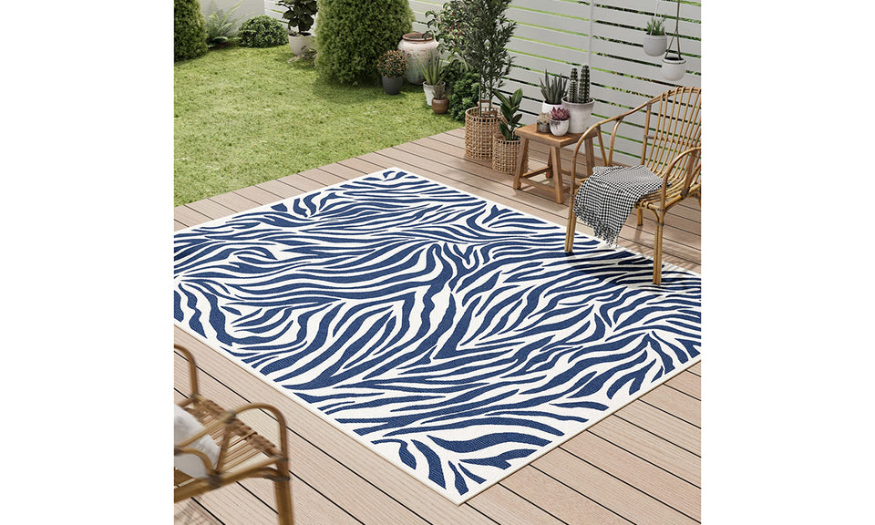 Dripex Indoor/Outdoor Door Mat, Absorbent Resist Dirt Entrance Throw Rug, Anti-Slip, Low-Profile Floor Mats Resist Fade Blue Stripes Door Rugs for Home Entryway Patio Porch Balcony Deck Yard