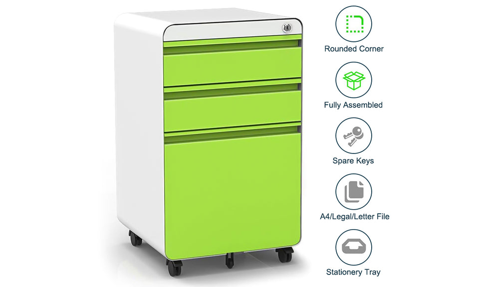 Dripex 3-Drawer Mobile Vertical Filing Cabinet