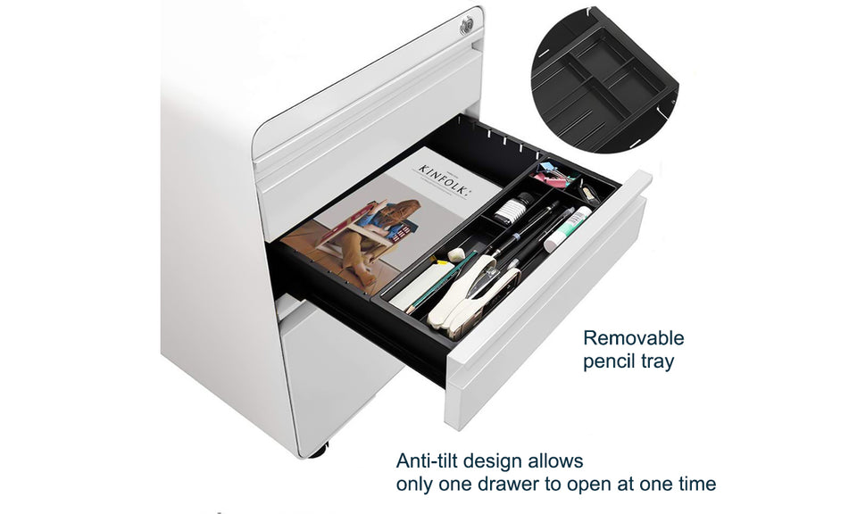 Dripex 3-Drawer Mobile Vertical Filing Cabinet