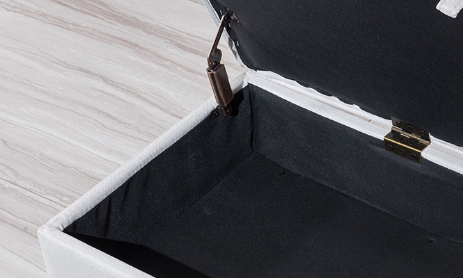 Rectangular Tufted Fabric Storage  Bench