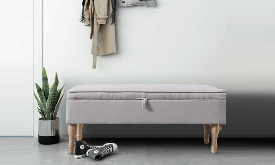 Rectangular Tufted Fabric Storage  Bench