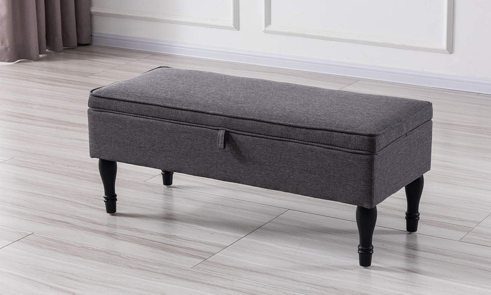 Rectangular Tufted Fabric Storage  Bench