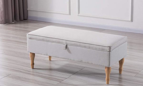 Rectangular Tufted Fabric Storage  Bench