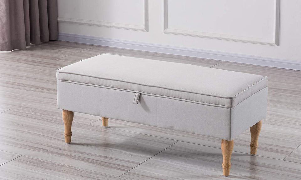 Rectangular Tufted Fabric Storage  Bench