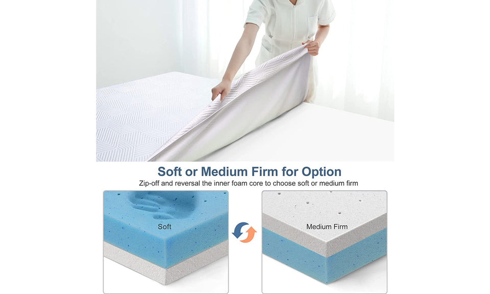 Koorlian 3 Inch Gel Memory Foam Mattress Topper with Fitted Straps
