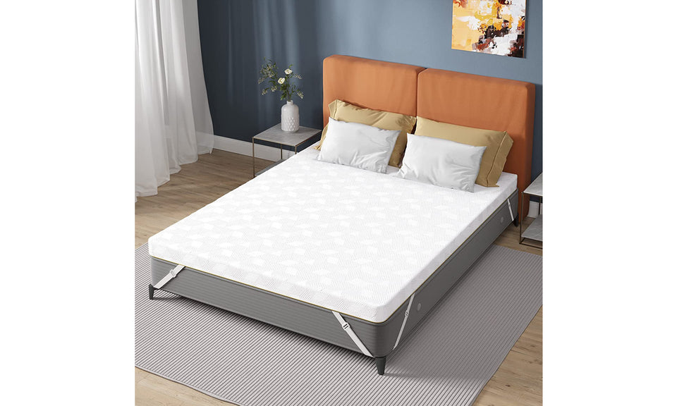 Koorlian 3 Inch Gel Memory Foam Mattress Topper with Fitted Straps