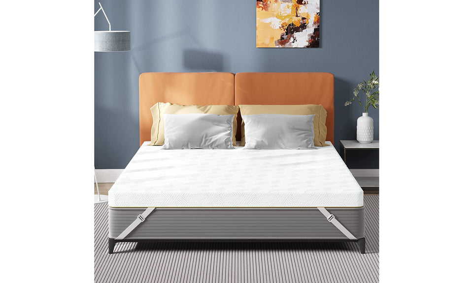 Koorlian 3 Inch Gel Memory Foam Mattress Topper with Fitted Straps